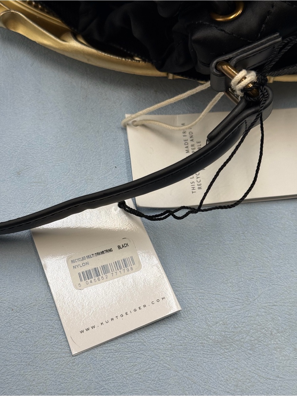 🆕 KURT GEIGER LONDON 🧿 NWT Recycled Multi Drawstring Bucket Bag, Black - Picture 12 of 12